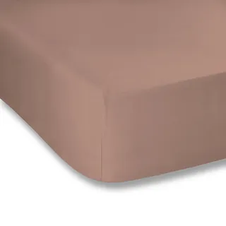 Plain Dyed Rose Spannbettlaken, 105 x 200 cm, 100% Perkal-Baumwolle, Hellbraun