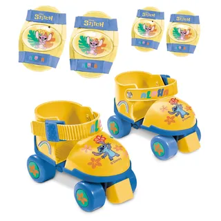 Mondo Toys Stitch Disney Rollschuhe für Kinder, verstellbar, Größe 22 bis 29, komplettes Set mit transparenter Tasche, Ellenbogenschoner und Knieschützer, 28832
