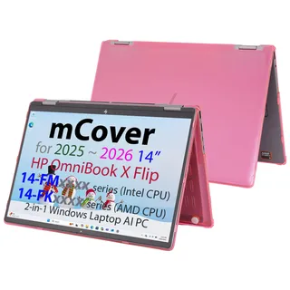 mCover Hartschalen-Schutzhülle, nur kompatibel mit 2025+ 14 Zoll HP OmniBook X Flip 14-FMxxxx 14-FKxxxx 2-in-1 (mit 360°-Scharnier) Windows-Laptop (nicht für andere HP-Modelle), Rosa