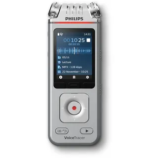 Philips DVT4115 Diktiergerät, Aufnahmegerät. MP3, HiFi Mikrofone mit Sembly AI zur Spracherkennung für mehrere Sprecher, Erstellung von Zusammenfassungen, Besprechungsprotokollen und to-Do-Listen
