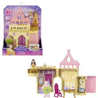 Mattel HPL52 - Disney Princess - Steck- und Stapelschlösser: Belle's Schloss, Spielset mit 8 Teilen