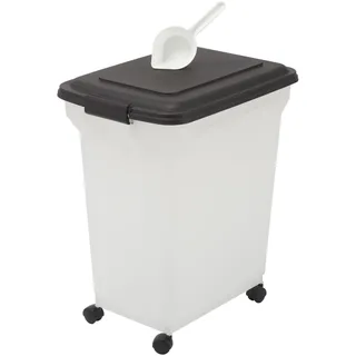 Iris Ohyama Hundefutter Aufbewahrung mit Rollen, 45L/15kg, Schwarz, Luftdichte Futterbox, Trockenfutter, Futterbehälter, Für Hunde, Katzen, Tierfutterbehälter, Schaufel, BPA-frei, Futtertonne,