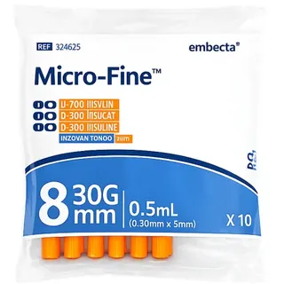 Embecta Micro-Fine+ Insulinspritzen 0,5ml 30G 5/16“ 8mm Stück 10 (324825)