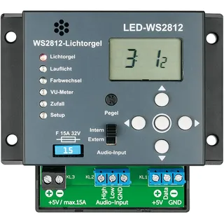 Lichtorgel LED-WS2812 z.B. Lauflicht, Farbwechsel, VU-Meter - FERTIGGERÄT