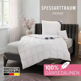SPESSARTTRAUM Gänsedaunenbettdecke SPESSARTTRAUM "Premium****, hergestellt in Deutschland, Bettdecken für Sommer, Winter", weiß, B:135cm L:200cm, Bezug: 100% Baumwolle. Füllung: 100% Gänsedaunen, Bettdecken, 4 Wärmeklassen & 5 Größen, Bestseller