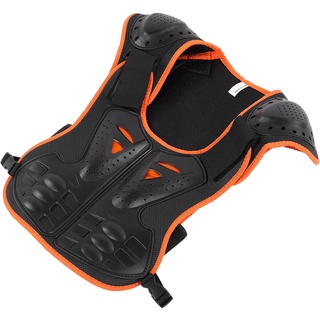 01 Kinder Reiten Brustschutz, Kinder Sport Protektor Weste Leicht für Kinder zum Schutz des Körpers(Orange Black, S)