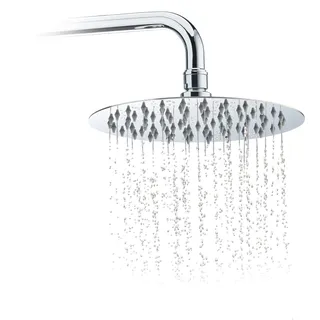 Relaxdays Duschkopf Regendusche rund, 200 mm, Edelstahl, Spiegeleffekt, Hochglanz, rain shower 1/2 Zoll, silber