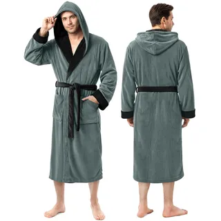 NY Threads Herren Ny Threads Hooded Bathrobe Bademantel mit Kapuze aus Fleece (1er Pack)
