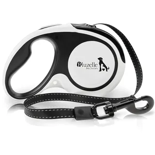 BLUZELLE 5m Rollleine mit Reflektor-Streifen für Kleine Hunde bis 20kg, Ausziehbare Hundeleine mit 360° Karabiner-Haken Metall, Zuverlässige EIN-Hand Bremse Nylon-Gurt Ergonomischer Griff, Größe:S