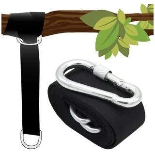 AMANKA Hängesessel Befestigung 1 Gurt 300x5cm Baum Aufhängeset Schwarz