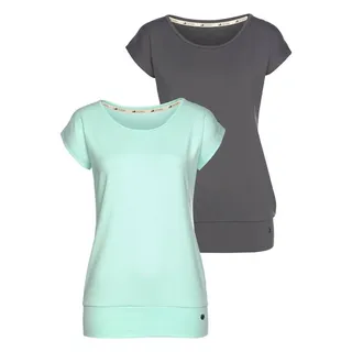 Ocean Sportswear Yoga & Relax Shirt »Soulwear - Essentials Yoga Shirts« Packung, 2er-Pack, leicht überschnittene Schultern, längerer Schnitt, Gr. 36, Mint/Anthracite, , 33805058-36