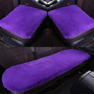 Universal Auto Sitzbezug Autositzauflage Sitzkissen Lammfell Sitzauflage Stuhlauflage Schaffell Kissen fürs Auto Rollstuhlauflage schön (Lila,3PCS)