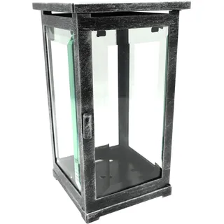 Hochwertige Grablaterne, Grablampe mit Facettenglas modern, 21 cm (Alufarben)