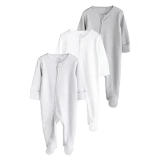 NEXT Baby 3er-Pack Babyschlafanzüge aus Baumwolle Grau 62-68 - 62-68