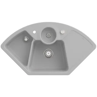 Villeroy und Boch Solo Eck Eckspüle 670802SM Ablaufgarnitur, Exzenterbetätigung, Resteschale, Steam