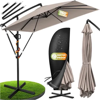 Kesser Ampelschirm Holly rechteckig Ø 350 cm ohne LED Taupe
