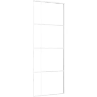 vidaXL Schiebetür ESG-Glas und Aluminium 76x205 cm Weiß
