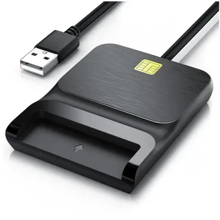 CSL Speicherkartenleser USB SmartCard Reader / Chipkartenleser, Sim Kartenleser, USB 2.0, Cardreader für SIM Cards, SD, MicroSD, für Mac OS X & Windows 7-11 schwarz