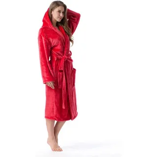 Indoor-bademantel/bademantel Mit Kapuze Für Damen Und Herren, Größen Bademantel Für Erwachsene, Rot, Xxl, Frottee-bademantel, 2 Taschen, Gürtel, Weich, Saugfähig Und Bequem - Lablanc