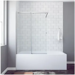 AQUALAVOS Badewannenaufsatz 110x150 cm Duschwand für Badewanne mit Schiebetür Badewannenaufsatz, 6 mm Einscheiben-Sicherheitsglas (ESG) mit Nanobeschichtung, Versteckte Gleitrollen, mit Stabilisator, links und rechts montierbar