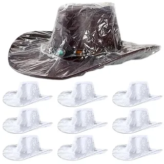 Stineng Cowboy-Hut Regenabdeckung 10 Stück Plastik Wasserdicht für Staubschutz Unisex Aufbewahrungshülle