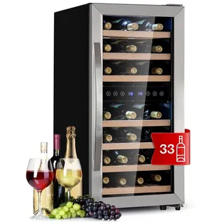 Klarstein Weinkühlschrank 2 Zonen Wein Flaschenkühlschrank 33 Weinflaschen Kühlschrank