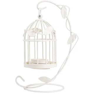 Vogelkäfig-Kerzenlaterne, Eisen-Kerzenhalter, Laterne, Kerzenhalter, hängender Kerzenhalter, dekorative Laternen, Vogelkäfig-Dekor für Hochzeitsdekoration (weiß)