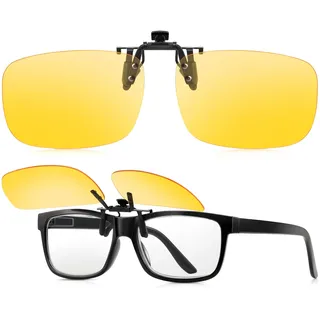 gesruny ᅠ Clip-on Nachtfahrbrille-Nachtbrille zum Autofahren für Herren und Brillenträger-Polarisiert-Reduziert effektiv die Blendung von entgegenkommenden Scheinwerfern-HD Sichtglas(60 * 40mm) - 60*40mm