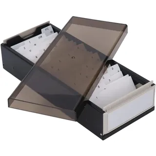 Agatige Lernkarteibox, Karteikasten, 800 Karten Visitenkartenbox, 10,8 x 6,6 x 26,6 cm Visitenkarten Aufbewahrungs Box Kunststoff Desktop Visitenkartenbox für Visitenkarten A-Z Index Registerkarten