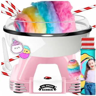 Kesser KESSER® Zuckerwattemaschine Set für dein zuhause - Mit 30x Zuckerwatte Stäbchen & Messlöffel - Retro Cotton Candy Maschine - Zuckerwatte Maschine Mit Zubehör - Höhe 22 cm - 500 W