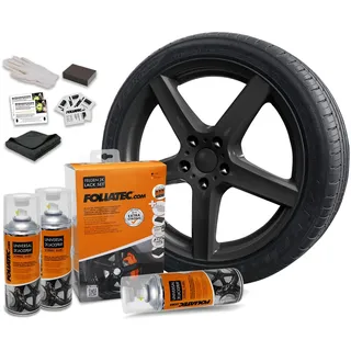 FoliaTec Felgen 2K Lack Set Felgenlack Lackspray, schwarz glänzend, 3 x 400 ml