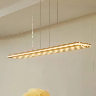 LUCANDE LED-Hängeleuchte Silja, Holz, Acryl, weiß, 3000K