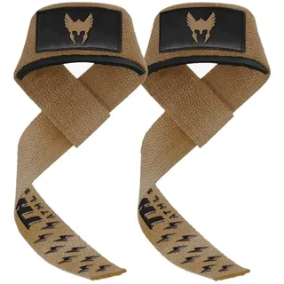 THOR ATHLETICS Zughilfen für Krafttraining & Powerlifting - Hebehilfen Krafttrainingsgurte für Männer und Frauen mit kostenlosem E-Book - Fitness Gym Handgelenkschlaufen (Kamel)