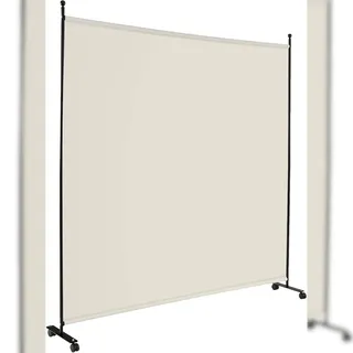 Costway 184 x 184 cm Raumteiler auf Rollen, 1-teiliger Paravent, faltbare Trennwand, aus Stoff (beige)