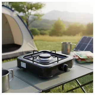 Melko Gaskocher Campingkocher 1 flammig Gasherdplatte Camping Outdoor Kochfeld Metall Gasbrenner