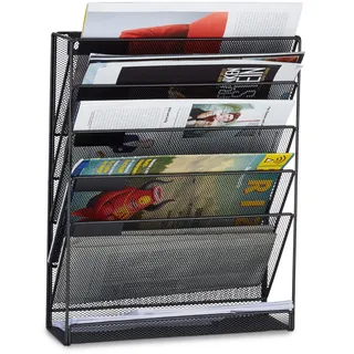Relaxdays Zeitschriftenhalter Wand, schwarz
