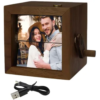 Photo Flip Box - Fügen Sie Ihre eigenen Fotos hinzu, Benutzerdefinierter Foto-Flipbook-Rahmen mit Licht, personalisierte Foto-Erinnerungsbox für Familie, Paare, Freunde, Geburtstag, Hochzeit