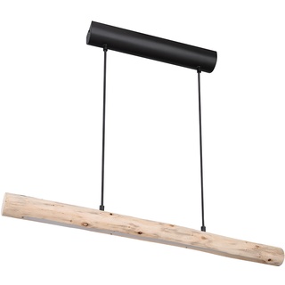 Holz Hängeleuchte Pendelleuchte Holz lang Holzlampe hängend Lampe , Natur Maserung schwarz-matt, 1x LED 15W 1062Lm warmweiß, L 80 cm