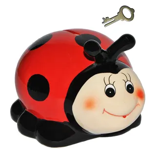alles-meine.de GmbH Sparschwein - Marienkäfer/Glückskäfer - mit Schlüssel - aus Porzellan/Keramik - stabile Sparbüchse Spardose Kinder Figur groß Käfer - Tierfigur/Kind..