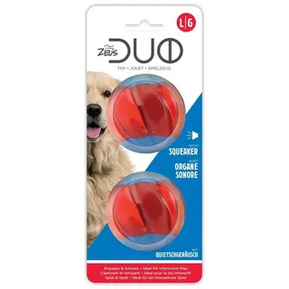 ZEUS Duo-Bälle mit Quietscher, interaktives Hundespielzeug, groß