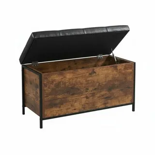 Relaxdays Sitzbank mit Stauraum Kunstleder Braun,Schwarz