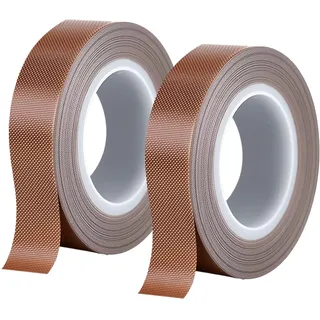UZYXC 2 Rollen PTFE Klebeband, Selbstklebend und Hitzebeständig bis 260°C, 10mm*10m*0.13mm, Hochisolierend, Stark Haftend und Chemikalienbeständig, für Elektroarbeiten, Dichtungen und Heißsiegelungen