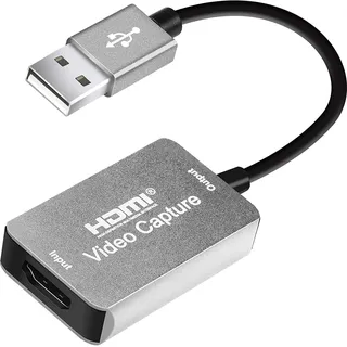 KUYIA HDMI-Video-Capture, Audio-Video-Capture-Karten HDMI auf USB 2.0, 1080p & 30Hz Aufnahme für DSLR-Camcorder, Action-Cam, Live-Übertragung, HDMI in USB (grau)