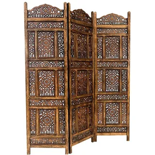 Marrakesch Orient & Mediterran Interior Paravent Orientalischer Paravent Abhinava 180cm, Raumteiler, Sichtschutz, Handarbeit braun