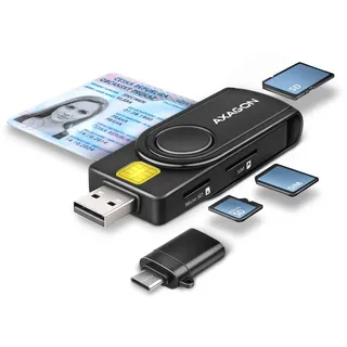 AXAGON CRE-SMP2A USB Smart Card & SD/microSD/SIM PocketReader