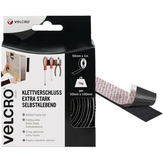 VELCRO® ® Klettband Extra Stark Selbstklebend Haken | Flausch 50mm x 1m Schwarz Installation |