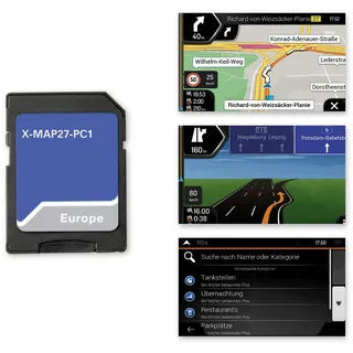 XZENT X-MAP27-PC1: Micro SD-Karte mit PKW Navigation für XZENT Infotainer X-427, Karten für Europa, Premium P.O.I. Paket, 1 Jahr kostenfreie Kartenupdates
