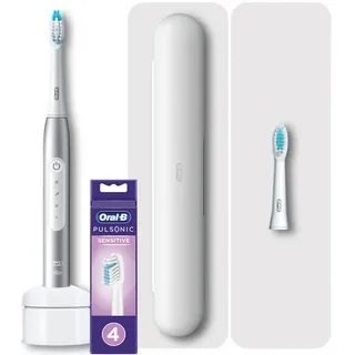 Oral-B Pulsonic Slim Luxe 4500 Elektrische Schallzahnbürste  Reiseetui  platinum - Zahnbürste mit 4 Aufsteckbürsten