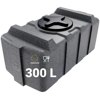 KMND Trinkwassertank 300 Liter Gross - Weithalsfass Fass Tonne Wasser Regentonne eckig - Extrem Robust Vorrat für Garten Landwirtschaft Behälter - PE-HD Kunststoff lebensmittelecht - Marmoriert