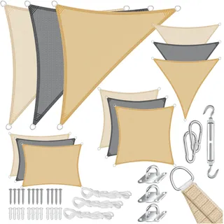 Kesser KESSER® Sonnensegel Sonnenschutz Windschutz HDPE Gewebe wasserabweisend & windabweisend 5-fach vernäht & stabil Schattenspender Garten Balkon Terrasse